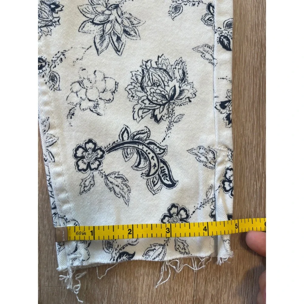 Kensie Jeans Womens 6/28 White Blue Floral High Rise Skinny Vintage Luxe NWT